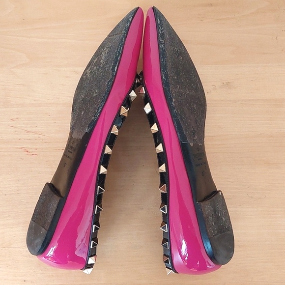 Valentino garavani rcokstud flats in Royal Fuchsia - Picture 7 of 12